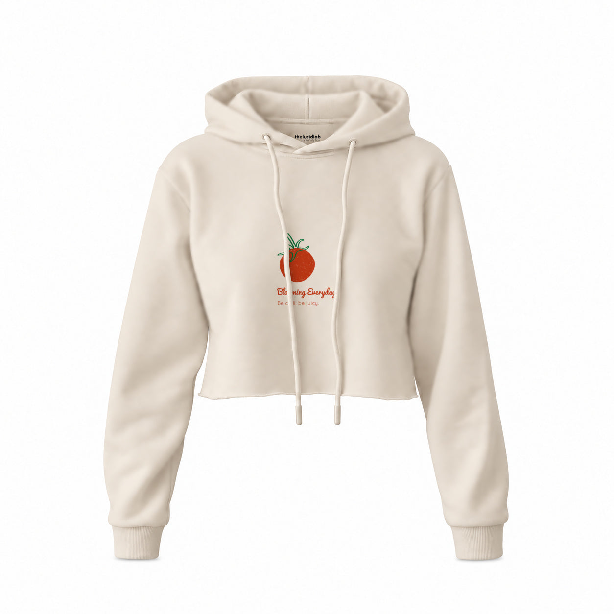 Tomato Crop Hoodie — Krem — Ön baskı
