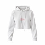 I Told ChatGPT About U Crop Hoodie — Beyaz — Ön baskı