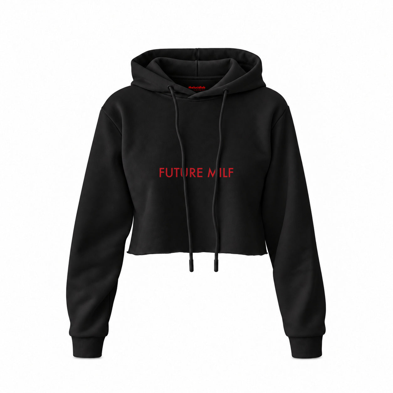 Future Milf Crop Hoodie — Siyah — Ön baskı