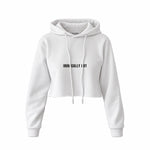 Ironically Hot Crop Hoodie — Beyaz — Ön baskı
