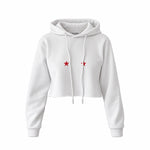 Star Babe Crop Hoodie — Beyaz — Ön baskı