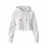 Star Babe Crop Hoodie — Beyaz — Ön baskı