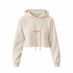 Reading Is Sexy Crop Hoodie — Krem — Ön baskı