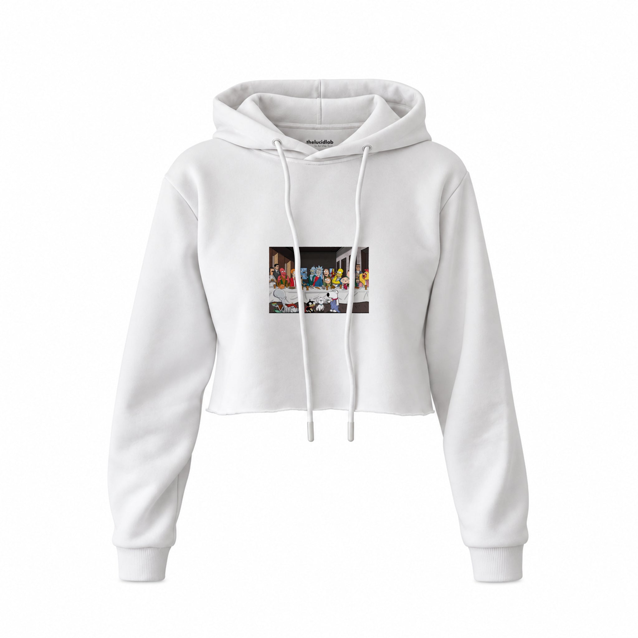 Champions Last Supper Crop Hoodie — Beyaz — Ön baskı