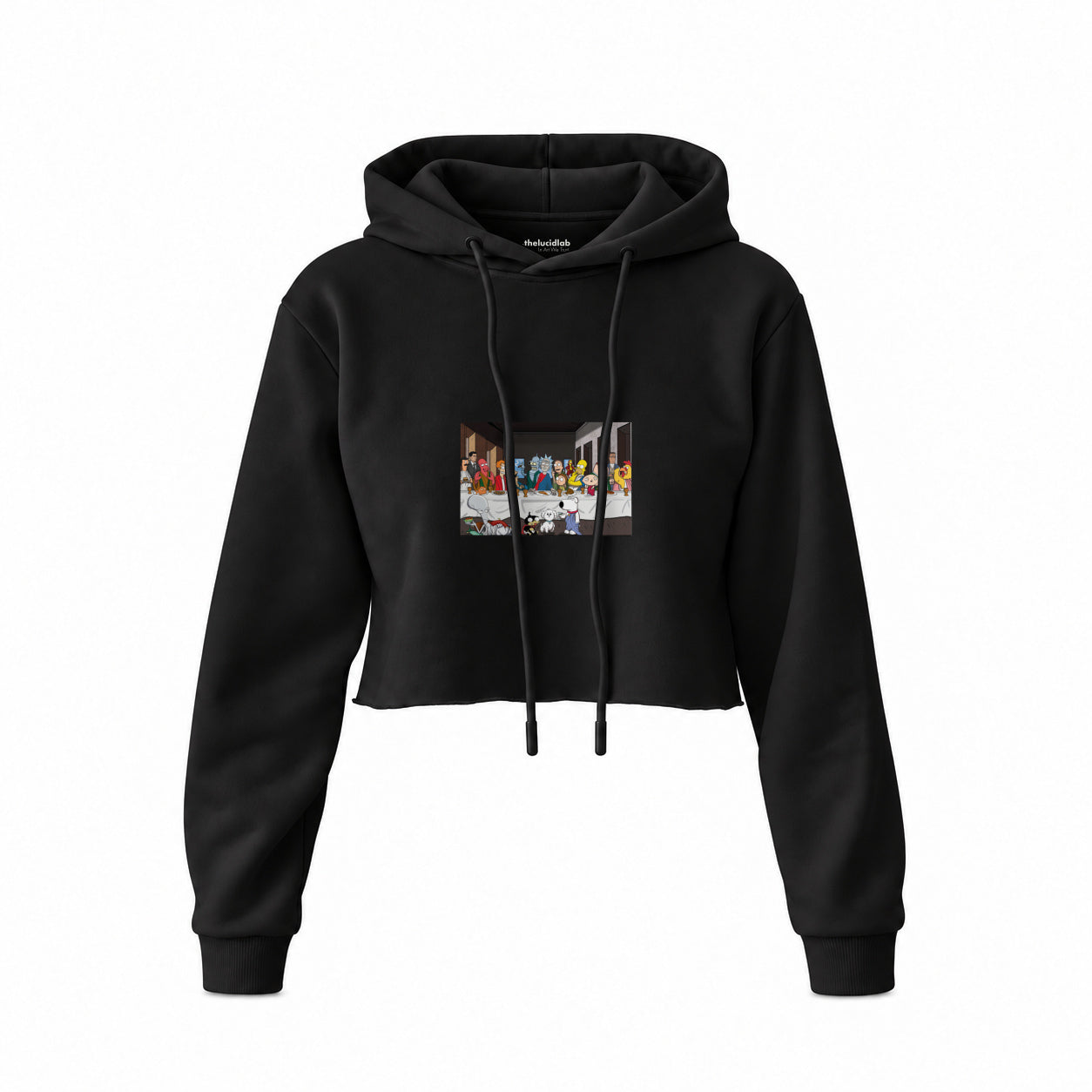 Champions Last Supper Crop Hoodie — Siyah — Ön baskı