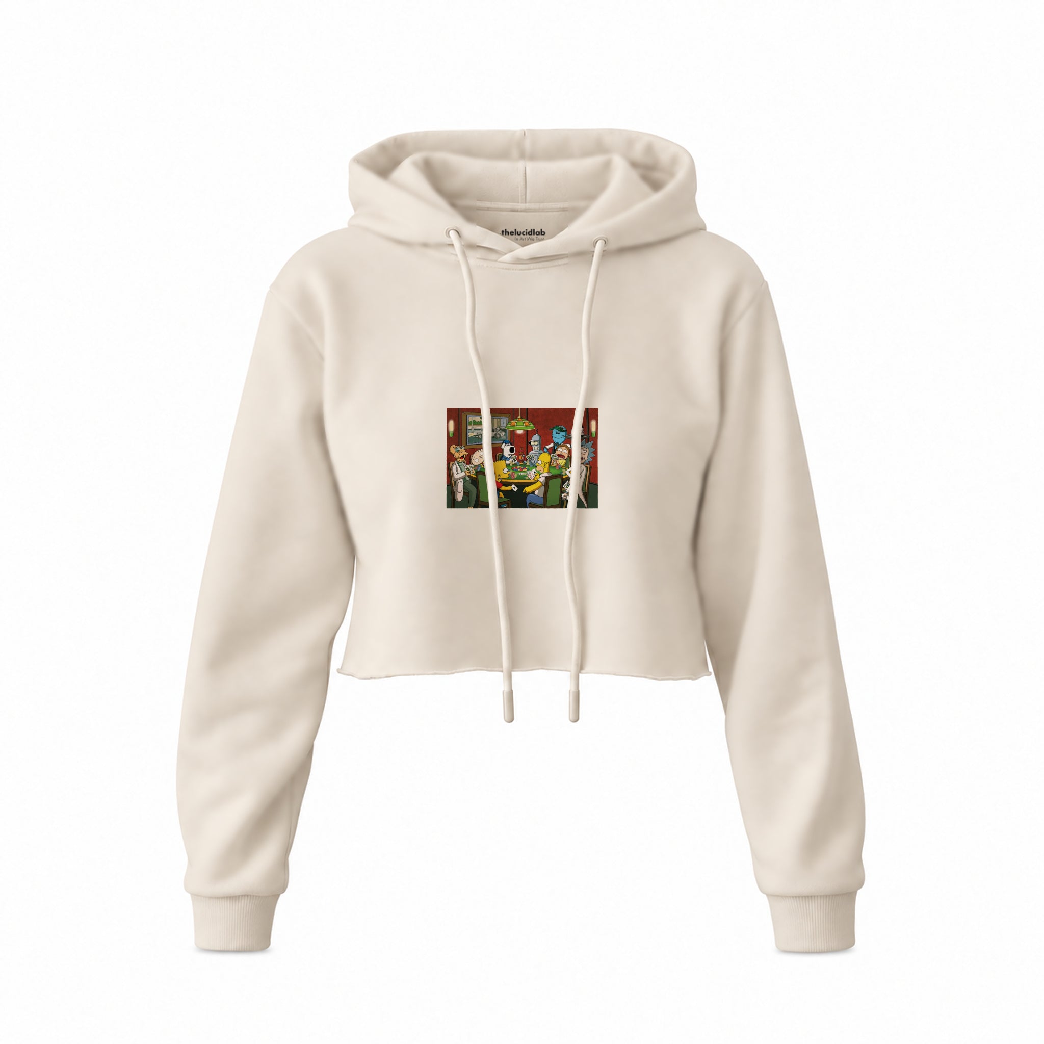 Champions League Poker Crop Hoodie — Krem — Ön baskı