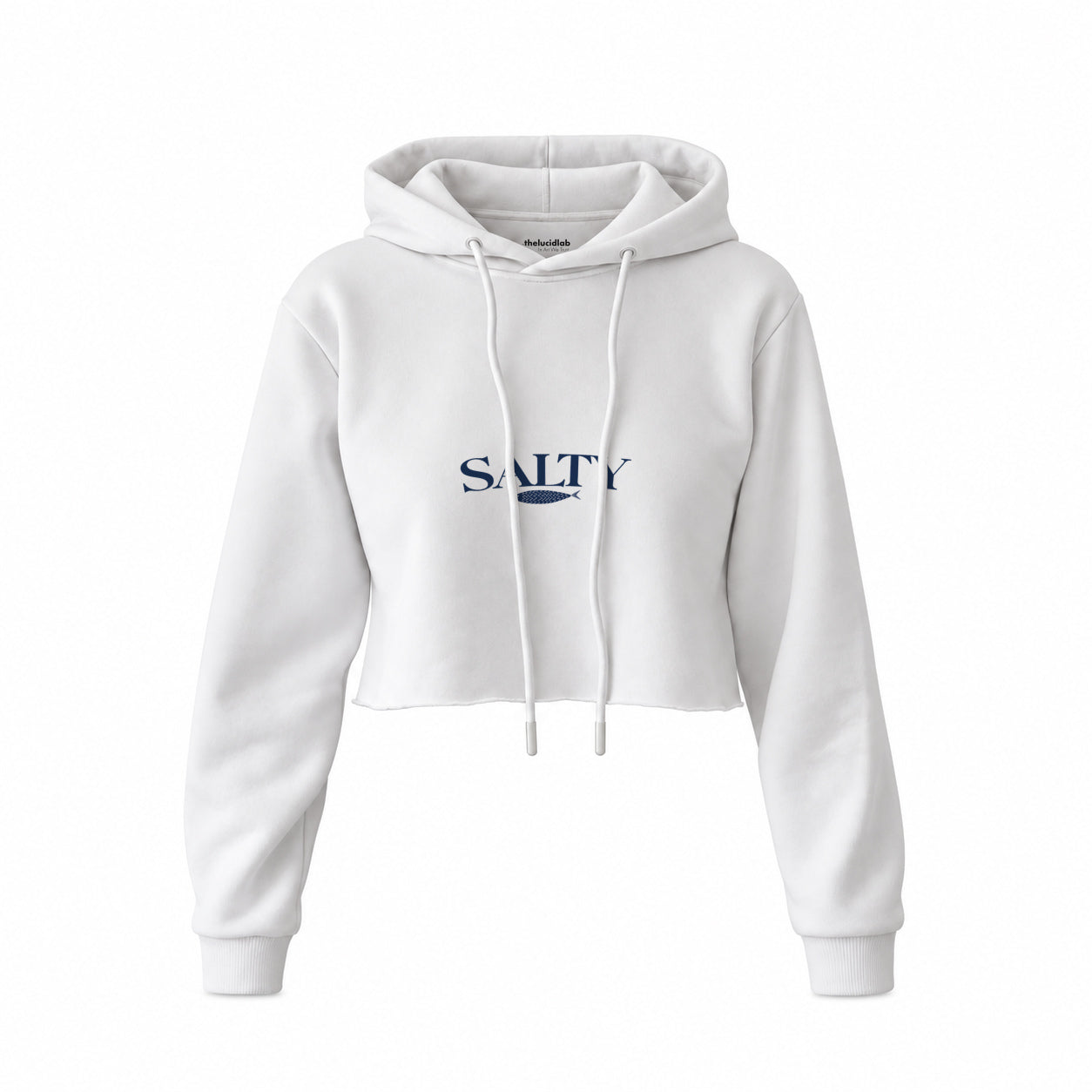 Salty Crop Hoodie — Beyaz — Ön baskı
