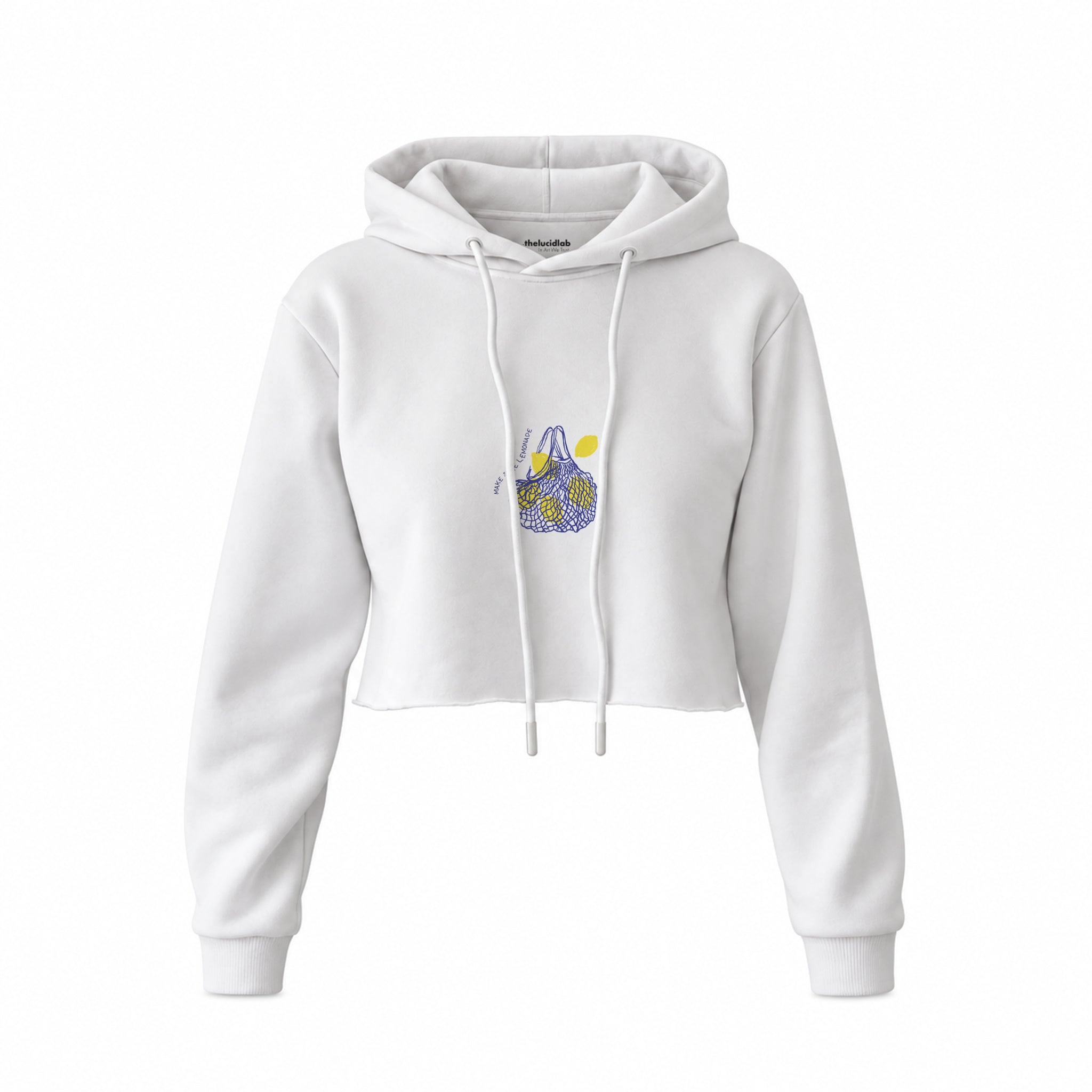 Make Some Lemonade Crop Hoodie — Beyaz — Ön baskı