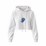 The Rolling Stones Blue Crop Hoodie — Beyaz — Ön baskı