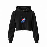 The Rolling Stones Blue Crop Hoodie — Siyah — Ön baskı