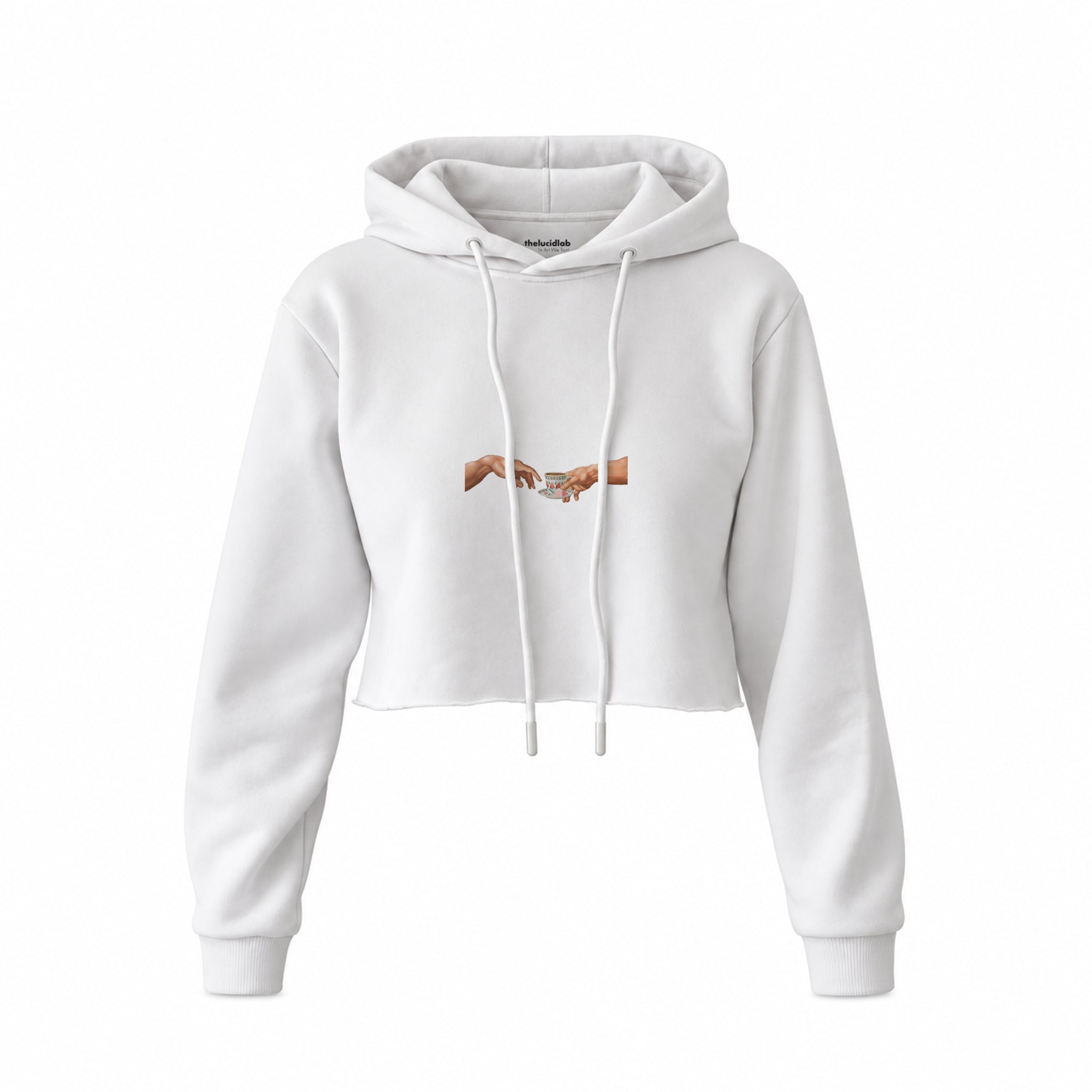 The Creation of Turkish Coffee Crop Hoodie — Beyaz — Ön baskı