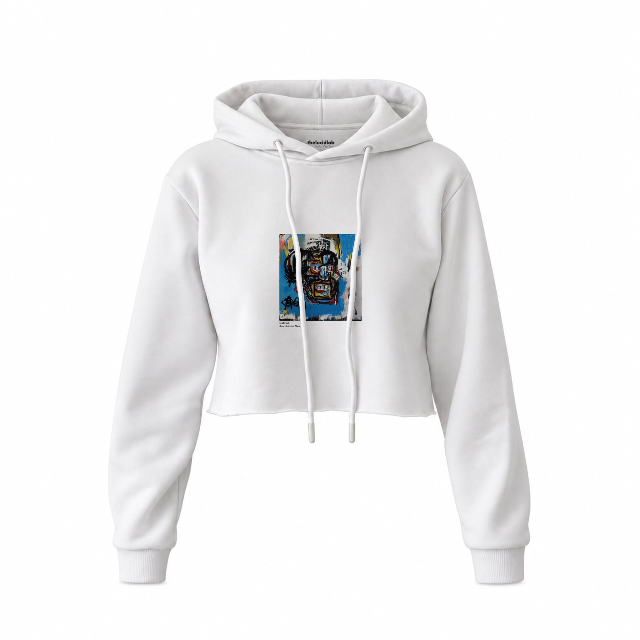 Untitled (1982) – Basquiat Crop Hoodie — Beyaz — Ön baskı