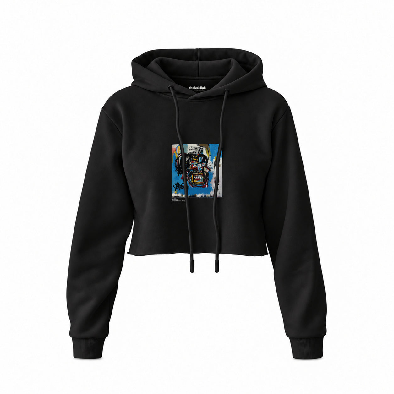 Untitled (1982) – Basquiat Crop Hoodie — Siyah — Ön baskı