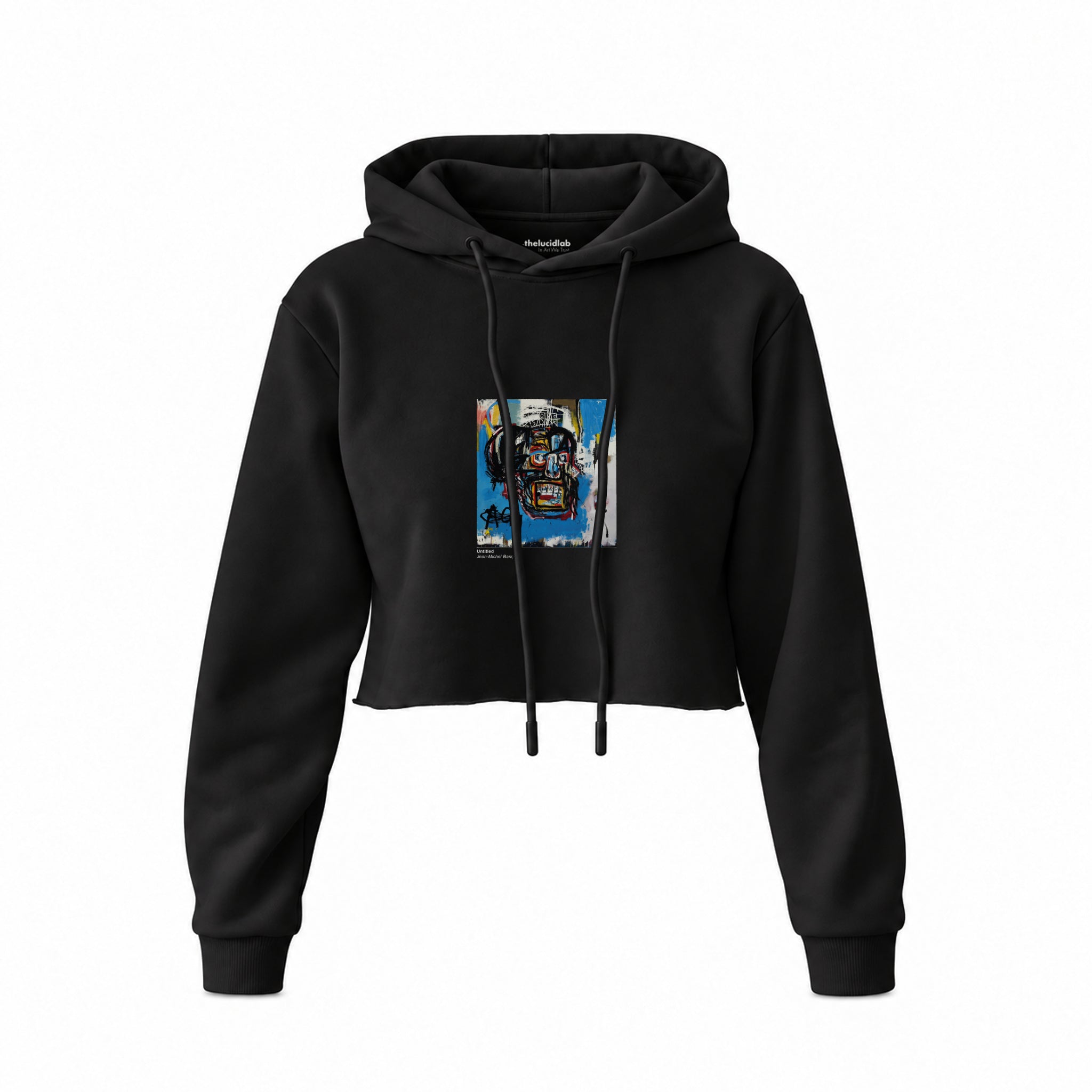 Untitled (1982) – Basquiat Crop Hoodie — Siyah — Ön baskı