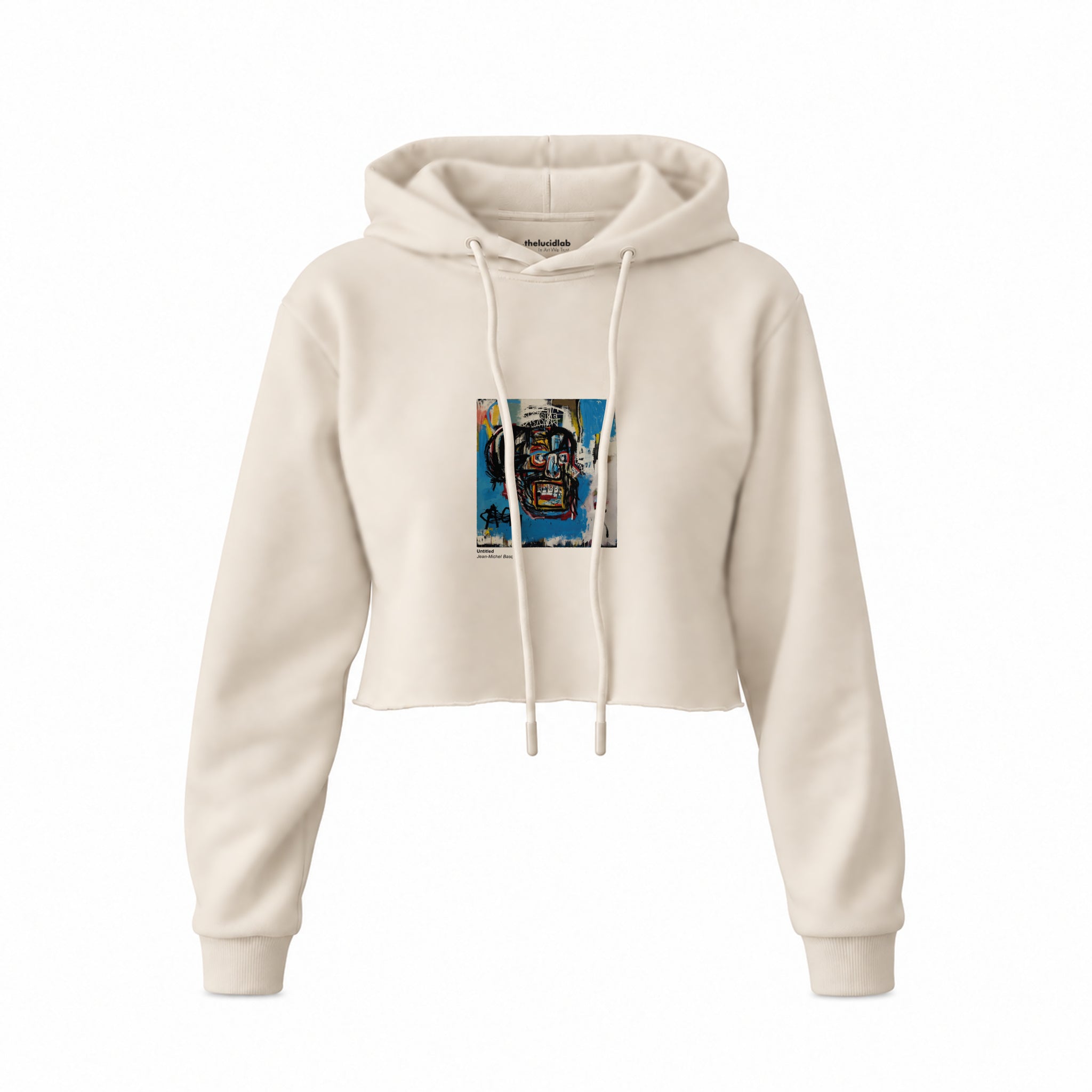 Untitled (1982) – Basquiat Crop Hoodie — Krem — Ön baskı