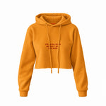 Stop Dating Crop Hoodie — Turuncu — Ön baskı