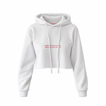 Good Boys & Bad Boys Crop Hoodie — Beyaz — Ön baskı