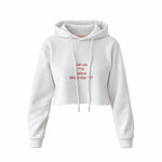 Before World War 3 Crop Hoodie — Beyaz — Ön baskı
