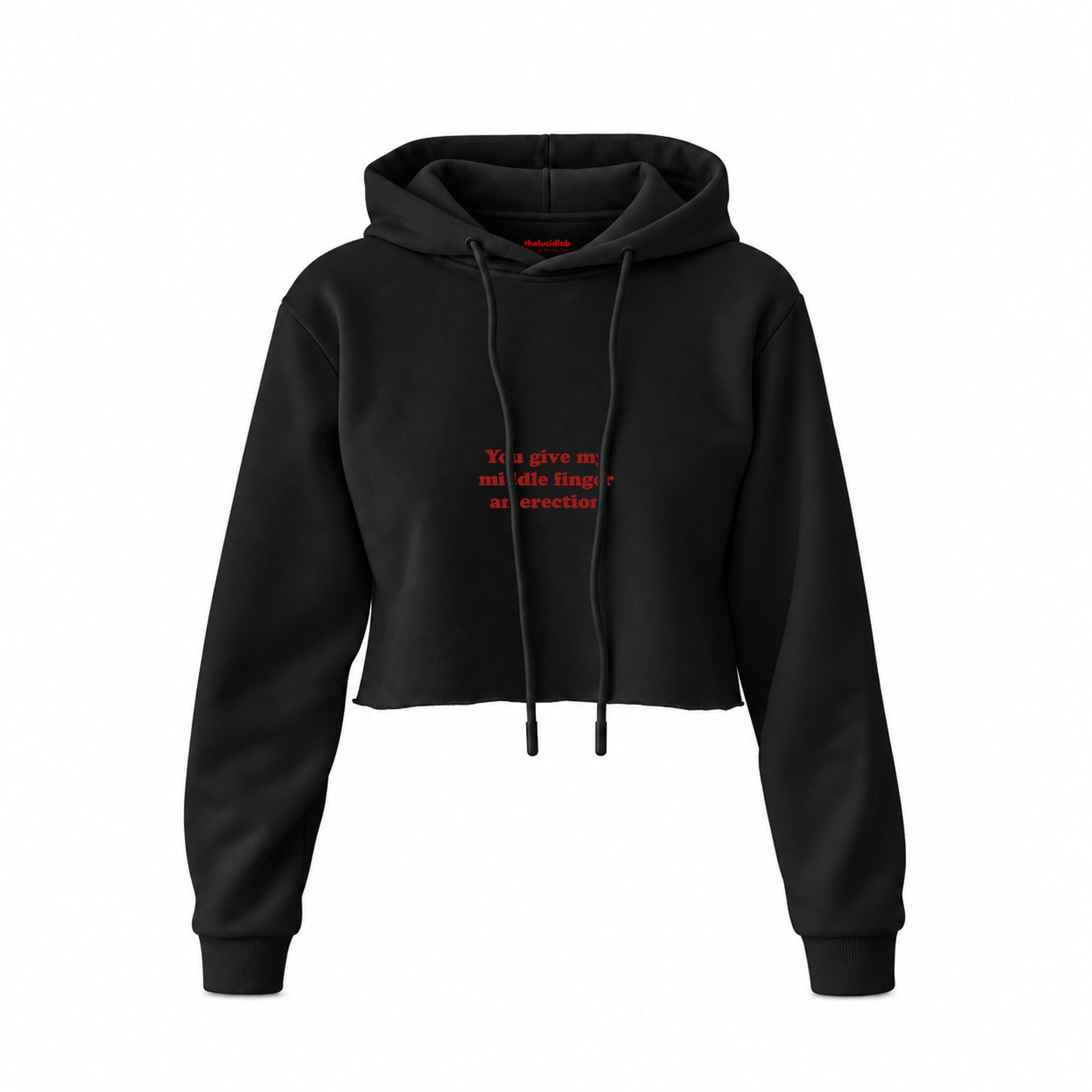 Give My Middle Finger Crop Hoodie — Siyah — Ön baskı