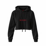 Queen Of Cringe Crop Hoodie — Siyah — Ön baskı