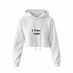 I Love Hot Dads Crop Hoodie — Beyaz — Ön baskı