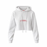 Drama Queen Crop Hoodie — Beyaz — Ön baskı