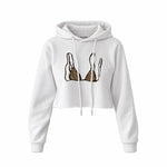 Leopard Bikini Crop Hoodie — Beyaz — Ön baskı