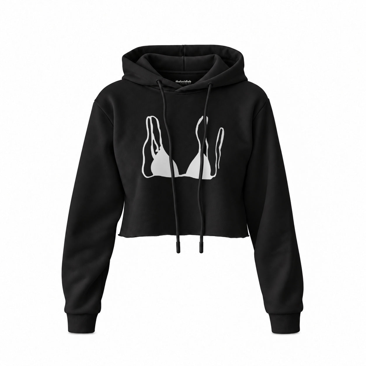 Leopard Bikini Crop Hoodie — Siyah — Ön baskı