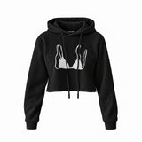 Leopard Bikini Crop Hoodie — Siyah — Ön baskı