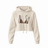 Leopard Bikini Crop Hoodie — Krem — Ön baskı