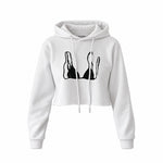 Black Bikini Crop Hoodie — Beyaz — Ön baskı