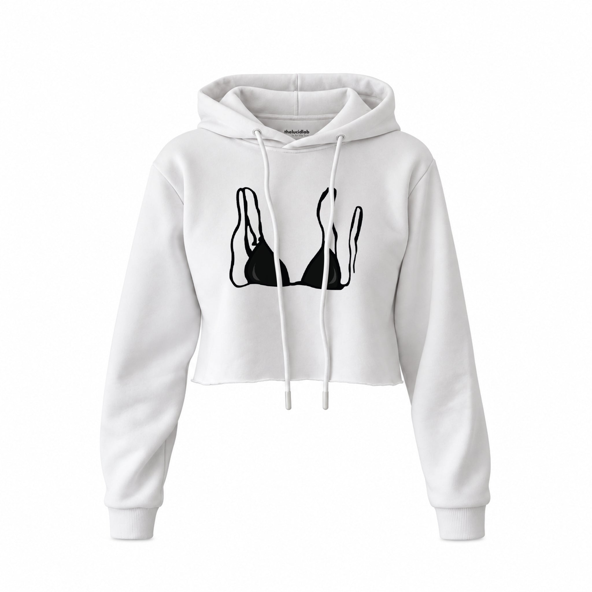 Black Bikini Crop Hoodie — Beyaz — Ön baskı