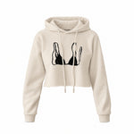 Black Bikini Crop Hoodie — Krem — Ön baskı