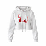 Red Bikini Crop Hoodie — Beyaz — Ön baskı