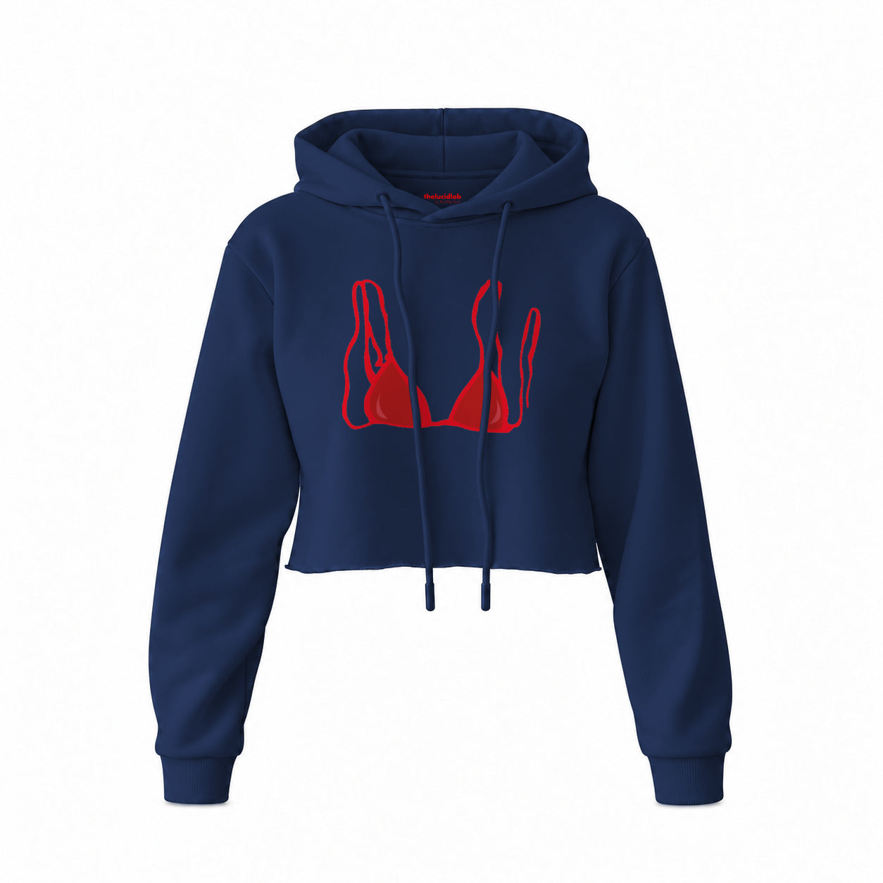Red Bikini Crop Hoodie — Lacivert — Ön baskı