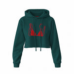 Red Bikini Crop Hoodie — Koyu Yeşil — Ön baskı