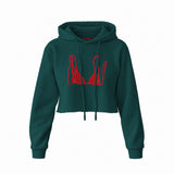 Red Bikini Crop Hoodie — Koyu Yeşil — Ön baskı