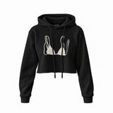 White Bikini Crop Hoodie — Siyah — Ön baskı