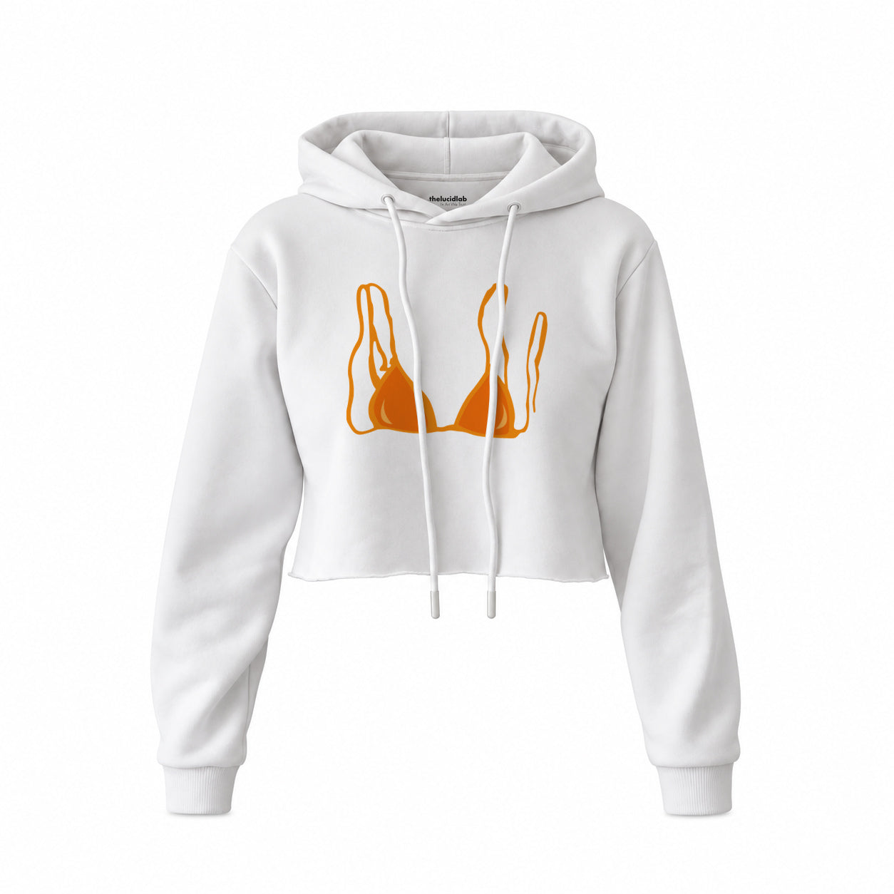 Orange Bikini Crop Hoodie — Beyaz — Ön baskı