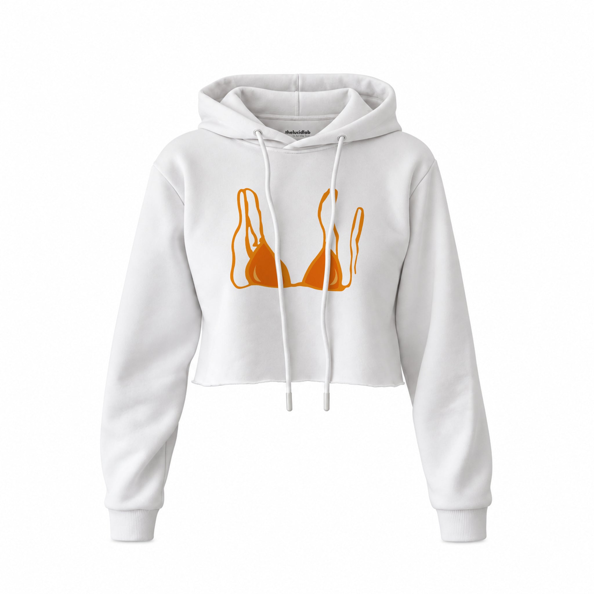 Orange Bikini Crop Hoodie — Beyaz — Ön baskı
