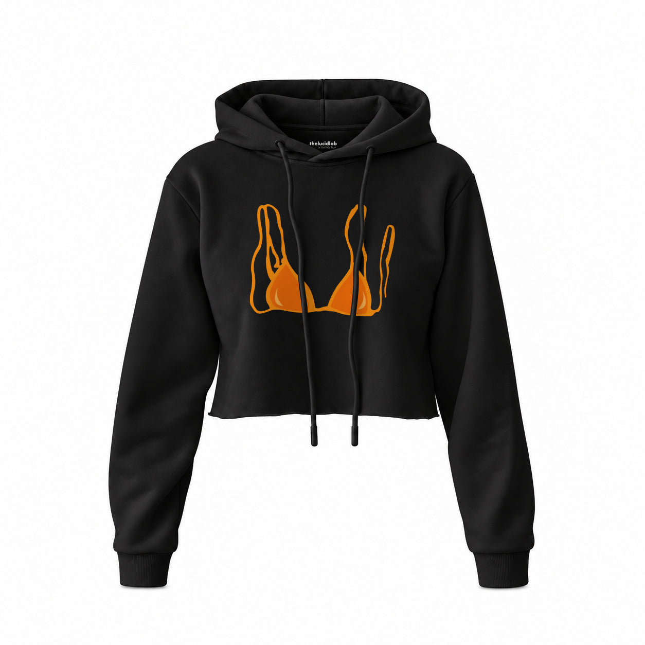 Orange Bikini Crop Hoodie — Siyah — Ön baskı
