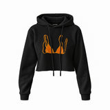 Orange Bikini Crop Hoodie — Siyah — Ön baskı