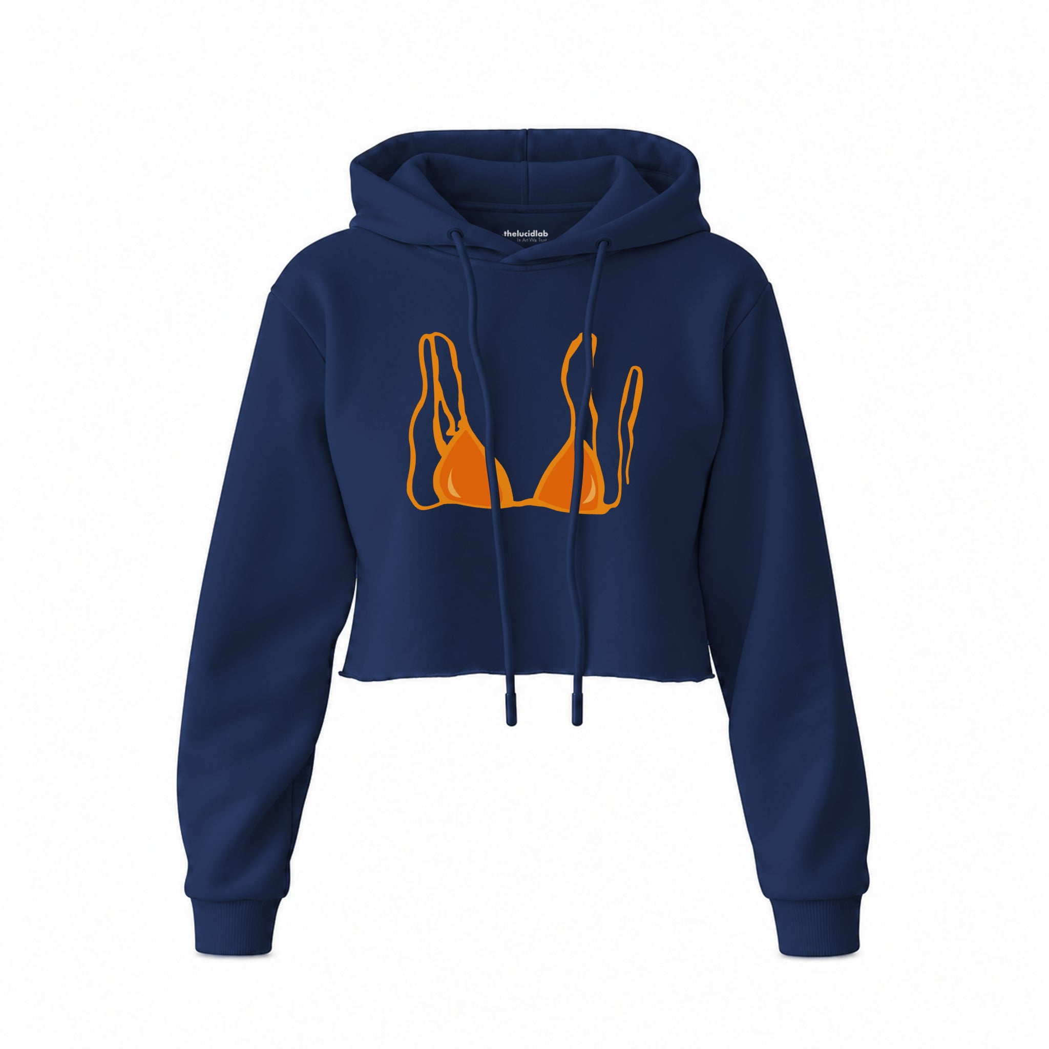 Orange Bikini Crop Hoodie — Lacivert — Ön baskı