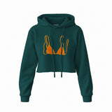 Orange Bikini Crop Hoodie — Koyu Yeşil — Ön baskı