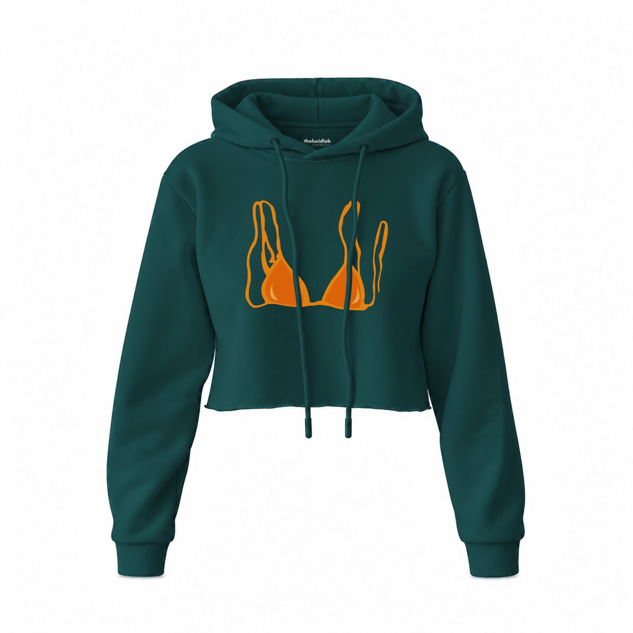 Orange Bikini Crop Hoodie — Koyu Yeşil — Ön baskı