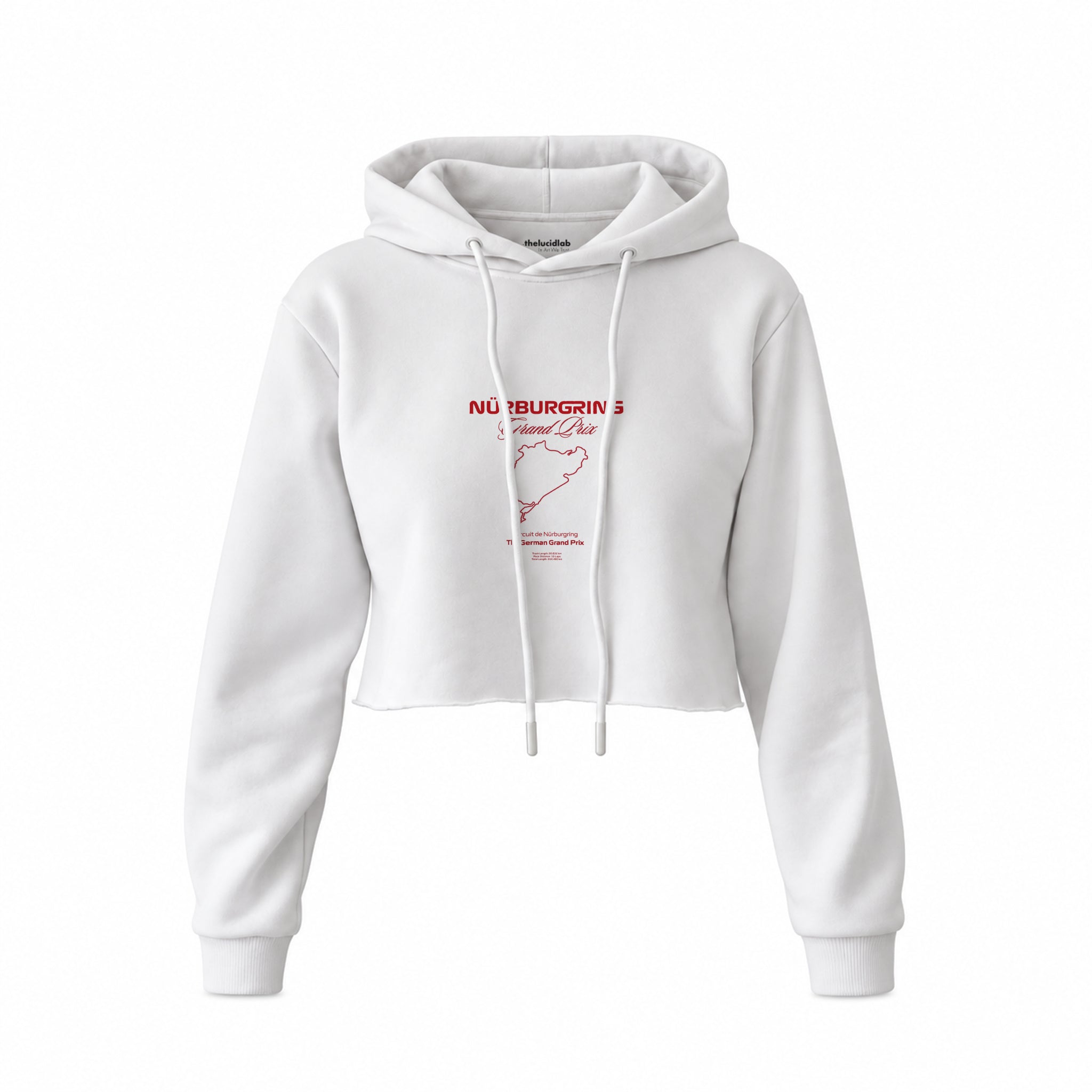 German Grand Prix – Nürburgring Grand Prix Crop Hoodie — Beyaz — Ön baskı