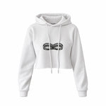 Unshell Me Crop Hoodie — Beyaz — Ön baskı