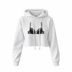 Noir Seduce Crop Hoodie — Beyaz — Ön baskı