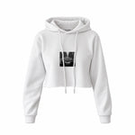 No Requests Crop Hoodie — Beyaz — Ön baskı