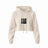 No Requests Crop Hoodie — Krem — Ön baskı